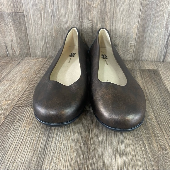 SAS Women 12 Double Wide Scenic Ballet Flats Bronze Leather Slip On Comfort Shoe - Picture 3 of 7
